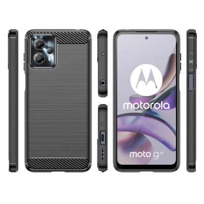 2. Carbon Case for Motorola Moto G13 flexible silicone carbon cover black