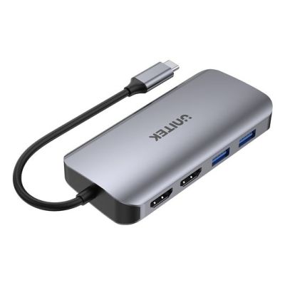 7. UNITEK ACTIVE HUB USB-C 2X HDMI, SD READER, 4K, RJ-45, PD 100W, 5 GBPS