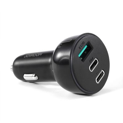 10. Joyroom 70W car charger with 3 ports: USB, 2 x USB C black (JR-CL26)