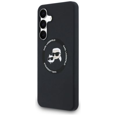 2. Karl Lagerfeld Silicone Karl & Choupette Heads MagSafe Case for Samsung Galaxy S25 FE - Black