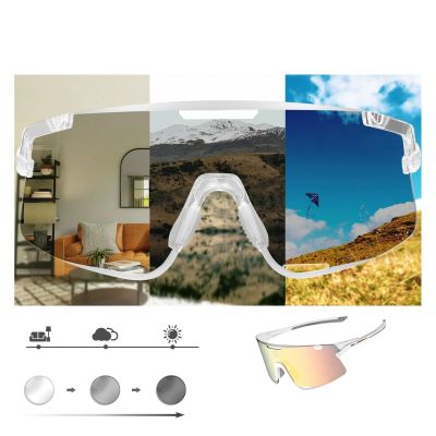 5. Rockbros SP338 ROAD TO SKY Cycling Glasses with Interchangeable Lenses - Cream