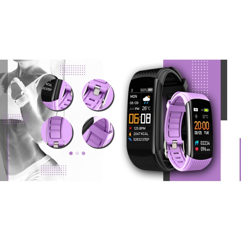 3. GIEWONT Smartwatch Black Light Purple 2 Straps GW200-8