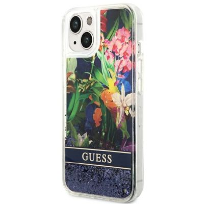 2. Guess GUHCP14SLFLSB iPhone 14 6.1 "blue / blue hardcase Flower Liquid Glitter