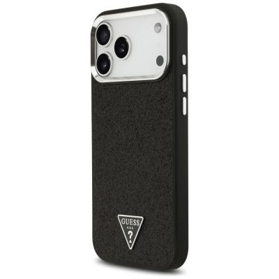 2. Guess Glitter Triangle Logo MagSafe Case for iPhone 17 Pro Max / 18 Pro Max - Black