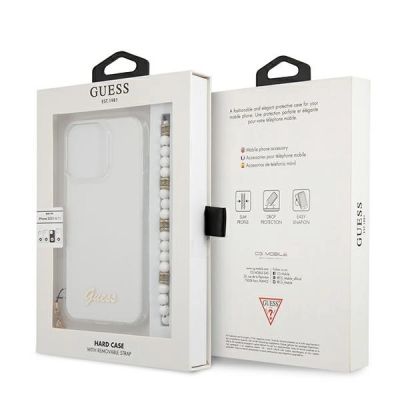 8. Guess GUHCP13LKPSWH iPhone 13 Pro / 13 6.1" Transparent Hardcase White Pearl