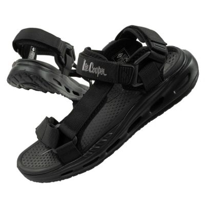 Lee Cooper men's shoes with velcro straps for summer, lightweight black