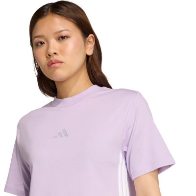 5. adidas Essentials 3-Stripes Cotton Women's T-Shirt Light Purple JX7619