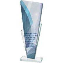 Glass trophy with LuxorJet color print
