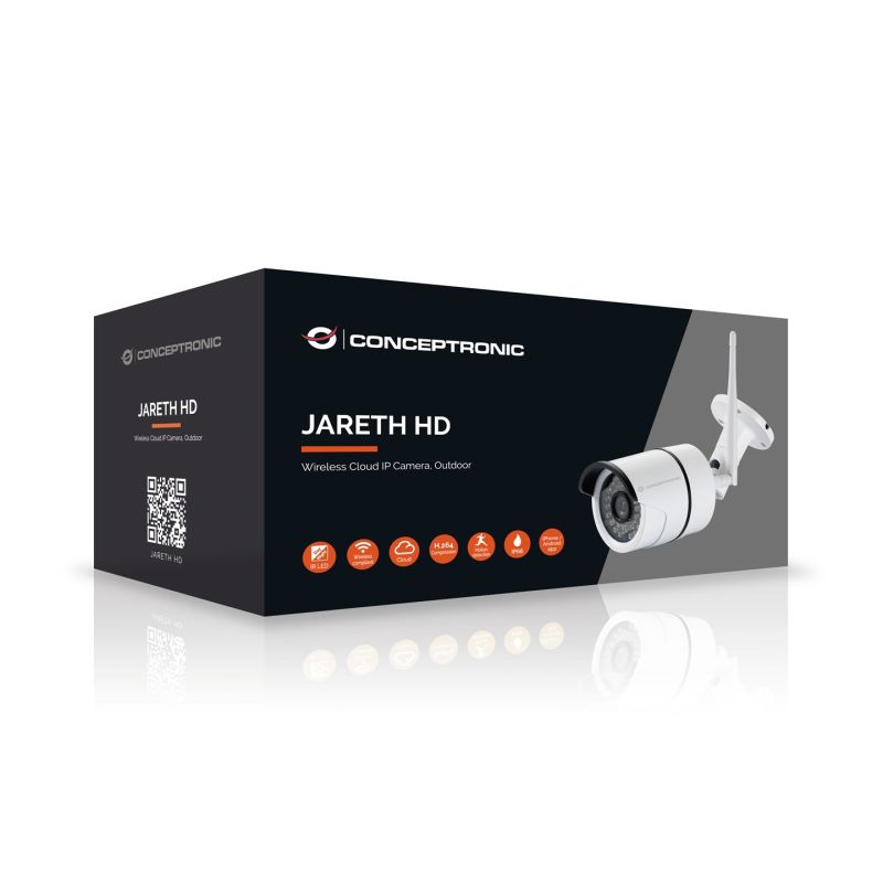2. Conceptronic JARETH HD Wireless Cloud IP Camera - Network Security Camera - Outdoor - Weatherproof - Color (Day & Night) - 1.3 MP - 1280 x 720 - 720p - Fixed Focus - Wireless - Wi-Fi - LAN 10/100 - H.26