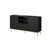 PAFOS chest of drawers on a gold steel frame, 150x40x90, matt black