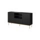 PAFOS chest of drawers on a gold steel frame, 150x40x90, matt black