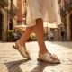 8. Women's flat leather sandals with crystals, gold, S.Barski 61-6004