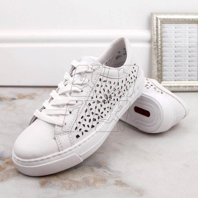 6. Rieker W RKR641 white comfortable leather shoes