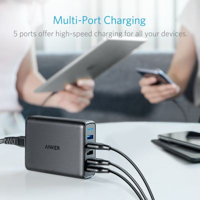 5. Anker PowerPort Speed 5 A2054L11 63W Quick Charge 3.0 USB charger