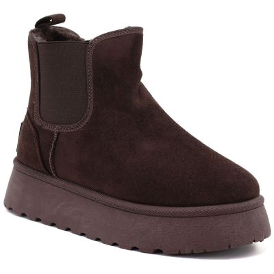 5. Waterproof women's snow boots, platform ankle boots, brown Big Star UU274174