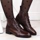 19. Filippo W PAW478B brown patent leather ankle boots with insulated crocodile skin