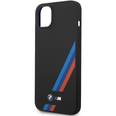 6. BMW Silicone Slanted Stripes Case for iPhone 14 Plus / 15 Plus - Black