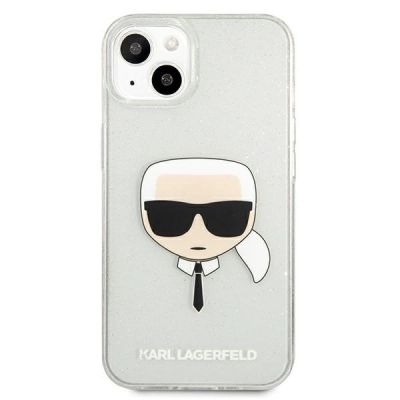 3. Karl Lagerfeld Glitter Karl's Head case for iPhone 13 mini - silver