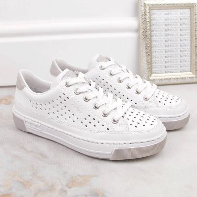 5. Rieker W RKR642 openwork leather shoes white