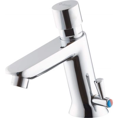 Timed washbasin tap with temperature control - without drain closure