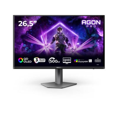 AOC AGON PRO AG276QKD2 computer monitor 67.3 cm (26.5") 2560 x 1440 px Quad HD QD-OLED Black, Gray
