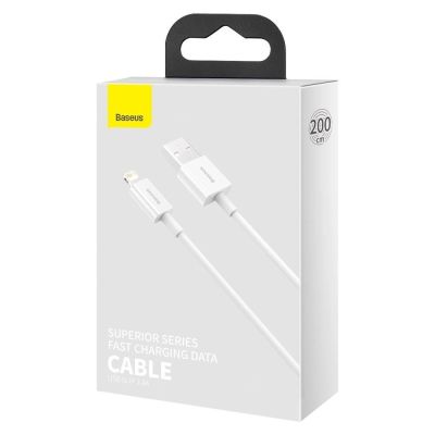 5. Baseus Superior USB - Lightning 2.4A 2 m cable White (CALYS-C02)
