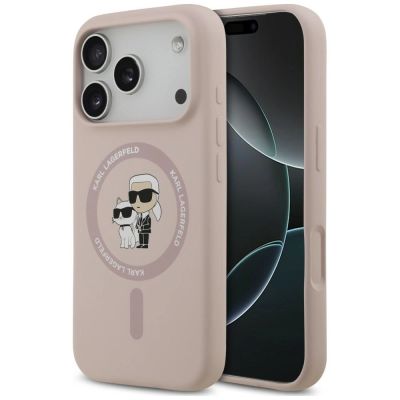 Karl Lagerfeld Silicone Karl&Choupette Ring MagSafe Case for iPhone 18 Pro / 17 Pro – Black