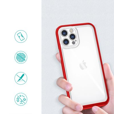 2. Clear 3in1 case for iPhone 12 Pro frame gel cover red