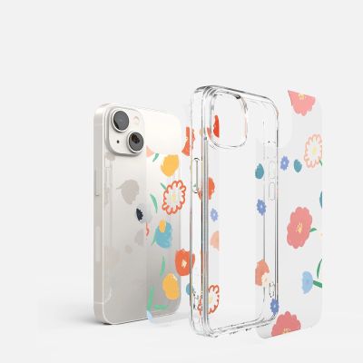 5. Ringke Fusion Design Armored Sleeve Cover with Gel Frame for iPhone 14 Plus transparent (Floral) (FD637E31)
