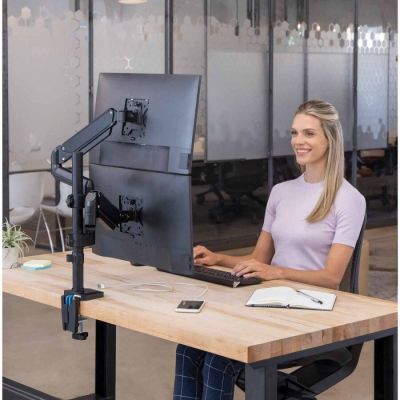8. Fellowes Ergonomics Dual Vertical Monitor Arm - Platinum Series