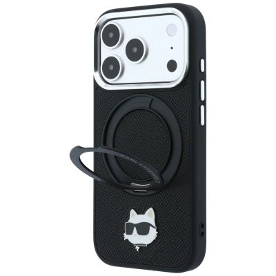 2. Karl Lagerfeld with Ring Stand 360 Choupette Head Pin MagSafe Case for iPhone 18 Pro / 17 Pro - Black