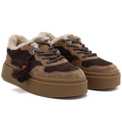 8. Brown and beige insulated leather platform shoes Kobbo 79665