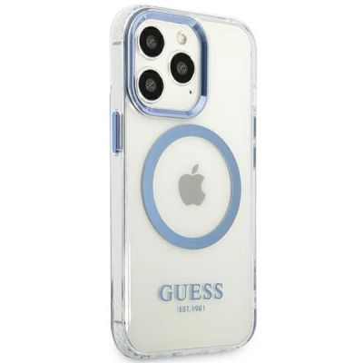 4. Guess Metal Outline MagSafe Case for iPhone 13 Pro / iPhone 13 - Blue