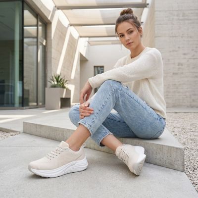 7. Beige women's platform sneakers Rieker W4101-60