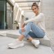 7. Beige women's platform sneakers Rieker W4101-60