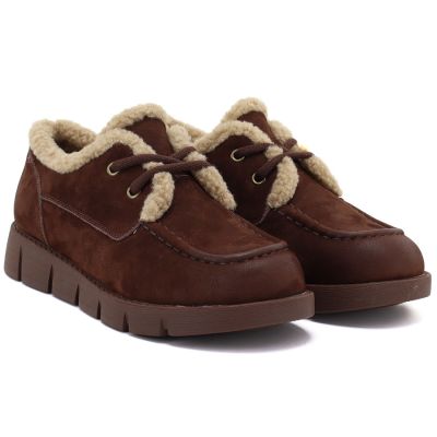 4. Brown leather shoes lined with sheepskin, Vinceza FIO27-67022