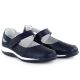 2. Women's leather openwork shoes with Velcro, navy blue Jezzi 9763