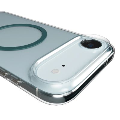 3. Puro Lite Mag TPU+PC Case Compatible with MagSafe for iPhone 17 Air - Transparent with Turquoise Ring