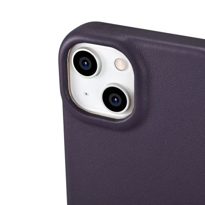 13. iCarer CE Premium Leather Folio Case iPhone 14 Plus Magnetic Flip Leather Folio Case MagSafe Dark Purple (WMI14220715-DP)