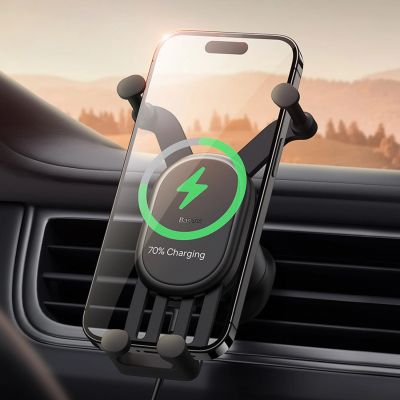 12. Baseus car holder with built-in 15W inductive charger for air vent black