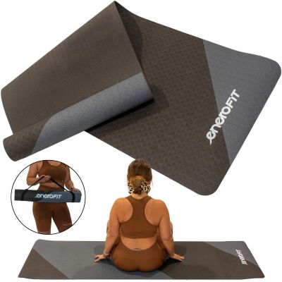 ENERO FIT ANTI-SLIP TPE YOGA AND FITNESS MAT, GRAY-BLACK