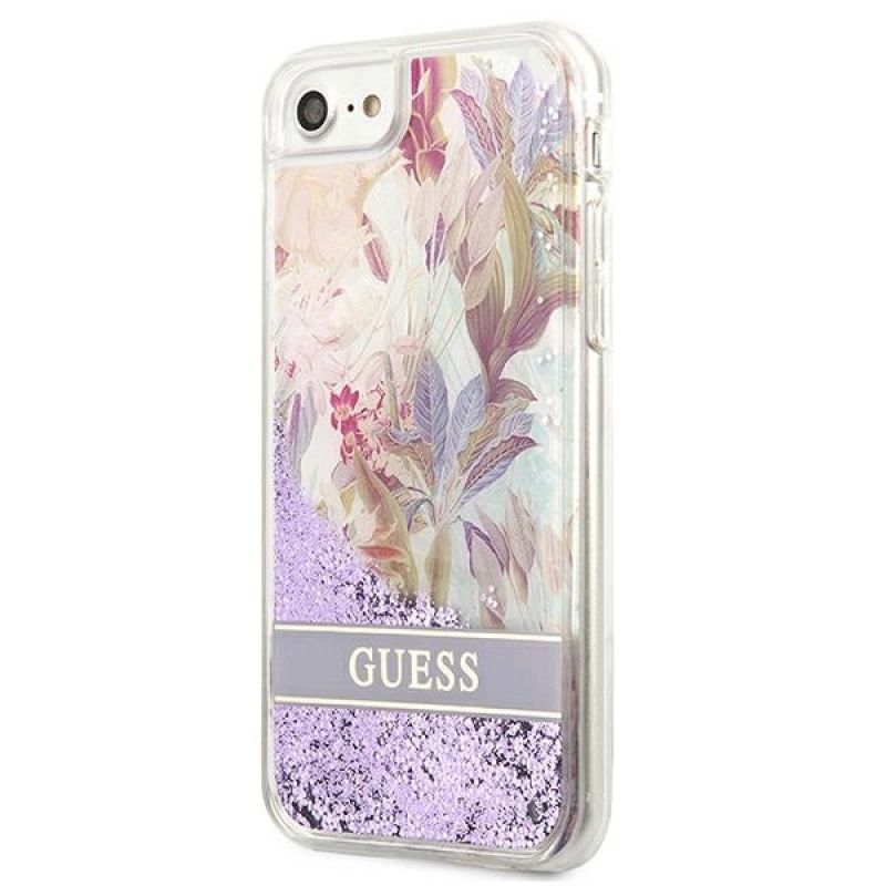2. Guess Flower Liquid Glitter case for iPhone SE 2022 / SE 2020 / 7 / 8 - purple