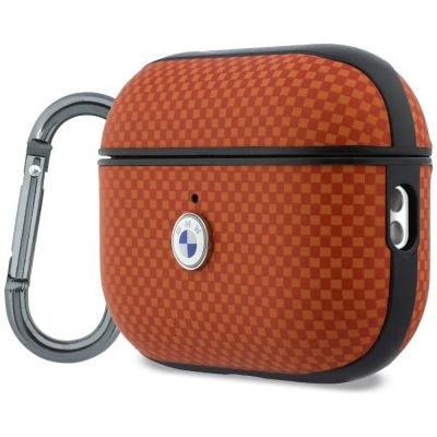 2. BMW Textured Sign Kevlar Metal Logo Case for AirPods Pro 3 - Orange