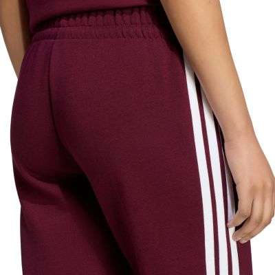 5. Women's adidas Essentials 3-Stripes Fleece Slim Burgundy Pants KF8321