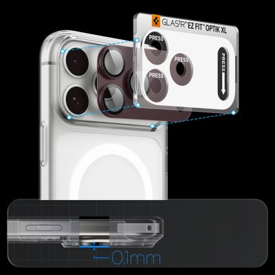12. Spigen Optik Pro XL GLAS.TR EZ FIT Tempered Glass for iPhone 18 Pro - Dark Cherry