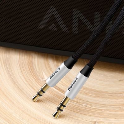 14. Baseus Yiven M30 stereo AUX 3.5 mm audio cable male mini jack 1m silver-black (CAM30-BS1)