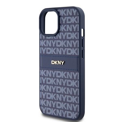 6. DKNY Leather Mono Stripe & Metal Logo case for iPhone 15 / 14 / 13 - blue