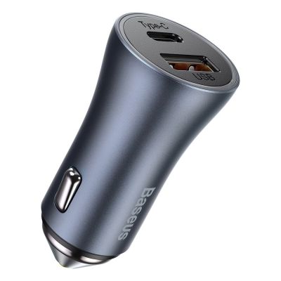4. Baseus Golden Contactor Pro fast car charger USB Type C / USB 40 W Power Delivery 3.0 Quick Charge 4+ SCP FCP AFC + USB Type C cable - Lightning gray (TZCCJD-B0G)