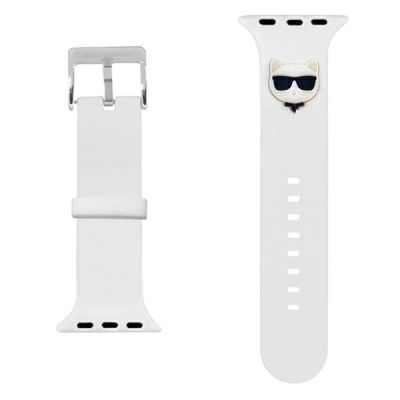 2. Karl Lagerfeld Silicone Choupette Heads Strap for Apple Watch 38/40/41mm - White