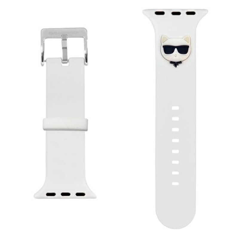 2. Karl Lagerfeld Silicone Choupette Heads Strap for Apple Watch 38/40/41mm - White